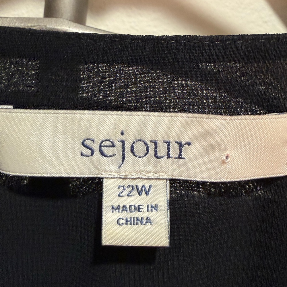 Sejour Black Chiffon Blouse with Jeweled Peter Pan Collar Size 22W - Picture 2 of 5